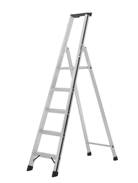 Hymer Aluminium Step Ladder With Tool Tray - 5 Tread- Hymer Aluminium Step Ladder With Tool Tray- 5 Tread Zoomed in,