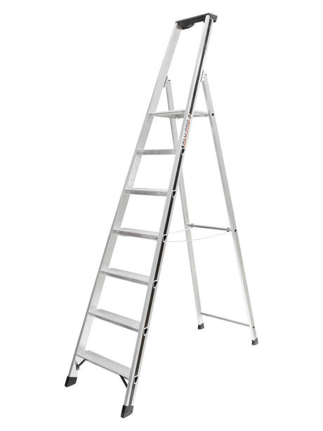 Hymer Aluminium Step Ladder With Tool Tray - 7 Tread, Hymer Aluminium Step Ladder With Tool Tray- 7 Tread Zoomed in, Hymer Aluminium Ladder- 7 Tread,