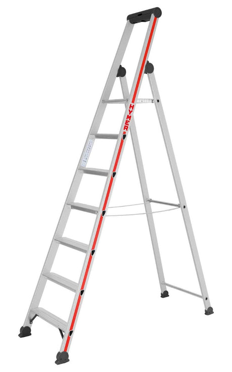 Hymer Anodised Platform Step Ladder With Tool Tray - 7 Tread