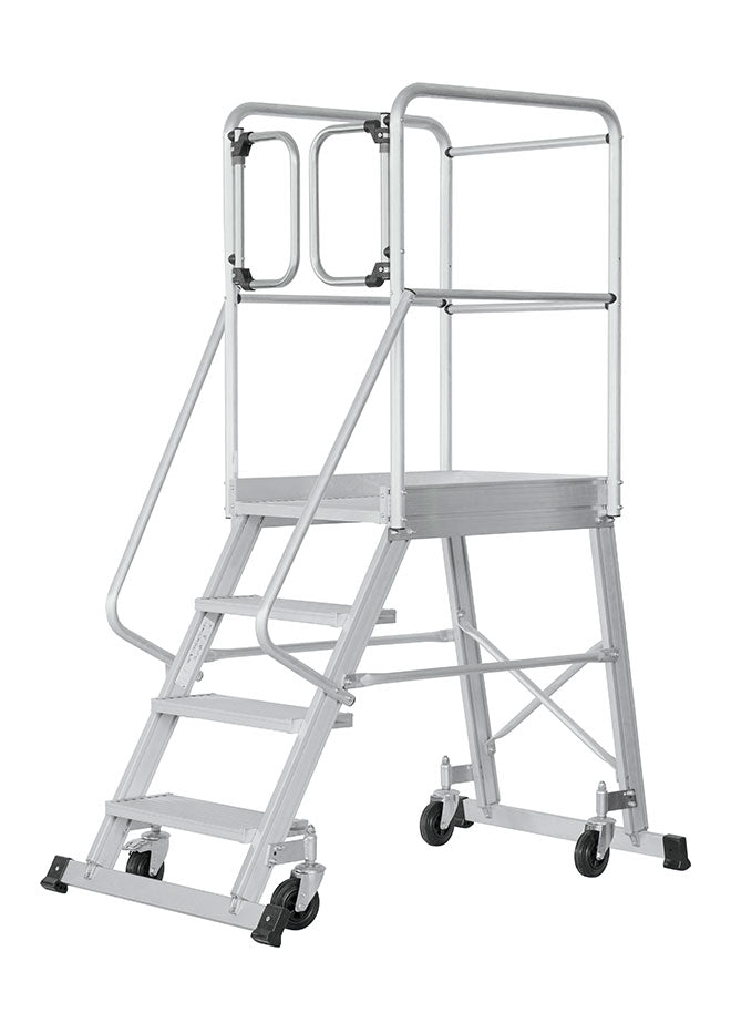 Murdoch Aluminium Mobile Warehouse Safety Step With Self Closing Gates & Handrails
