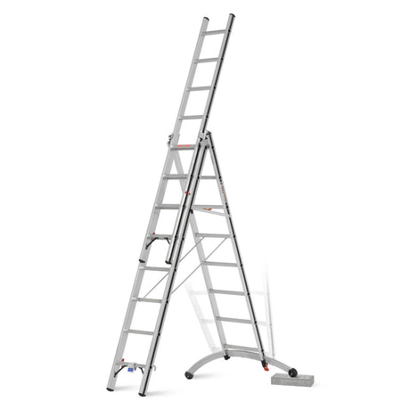 Hymer Aluminium Combination Ladder With Adjustable Stabiliser - 3 x 10
