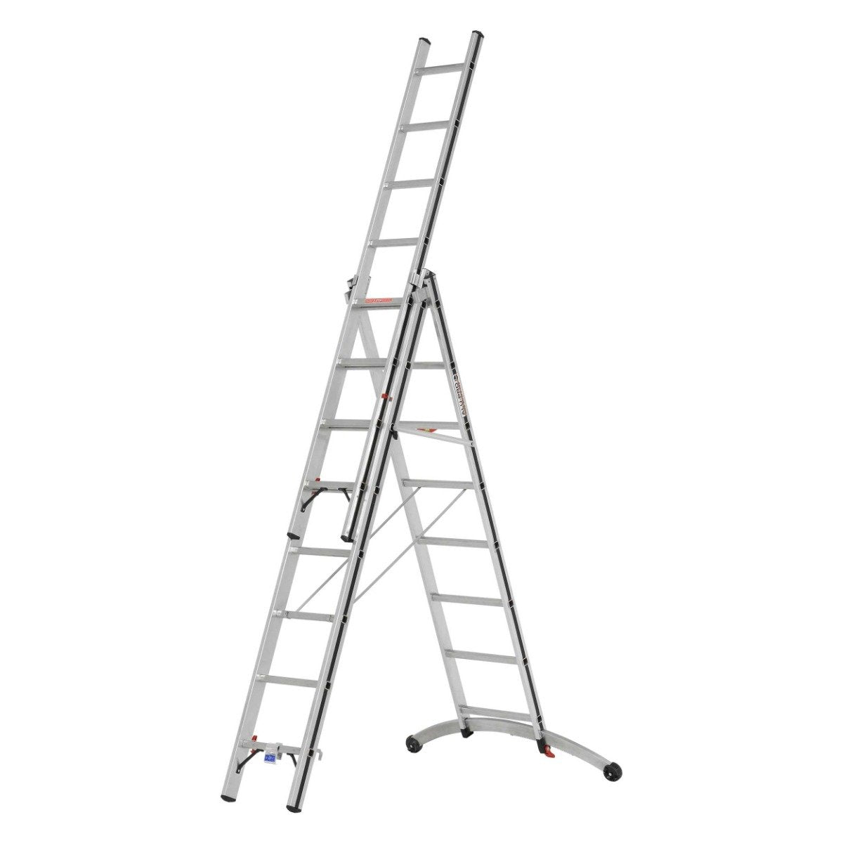 Hymer Aluminium Combination Ladder With Adjustable Stabiliser - 3 x 8