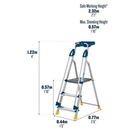 3 Tread Werner 705 Workstation Ladder Dimensions