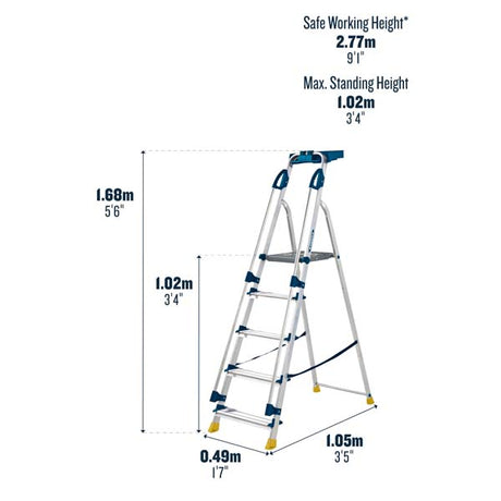 5 Tread Werner 705 Workstation Ladder Dimensions