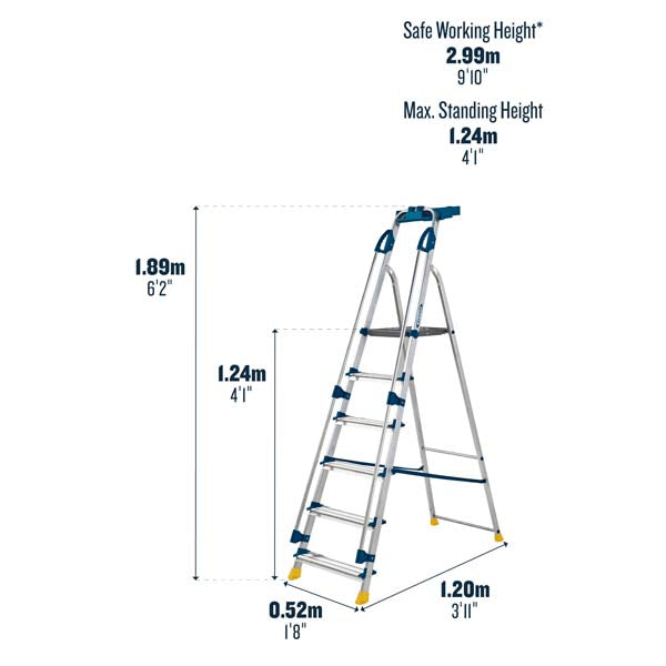 6 Tread Werner 705 Workstation Ladder Dimensions
