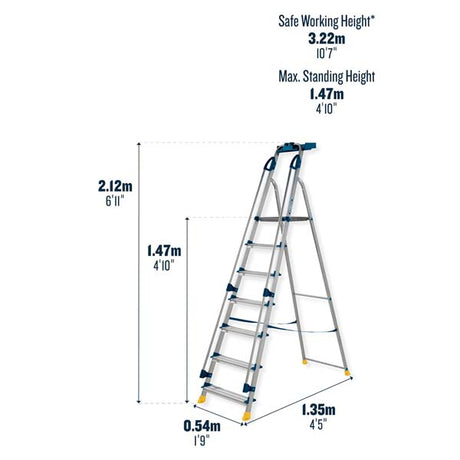 7 Tread Werner 705 Workstation Ladder Dimensions