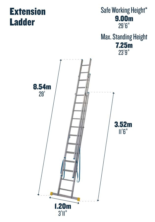 Werner X4 ExtensionPLUS - 3.53m Triple Section Combination Ladder - 3 x 12