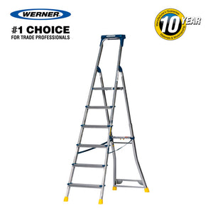Werner Adjusta Pro 6 Tread Step Ladder On White Background