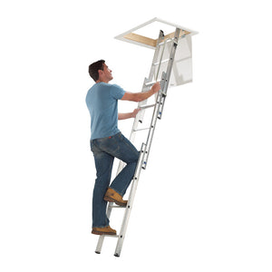 Werner Aluminium 3 Section Loft Ladder with Handrail