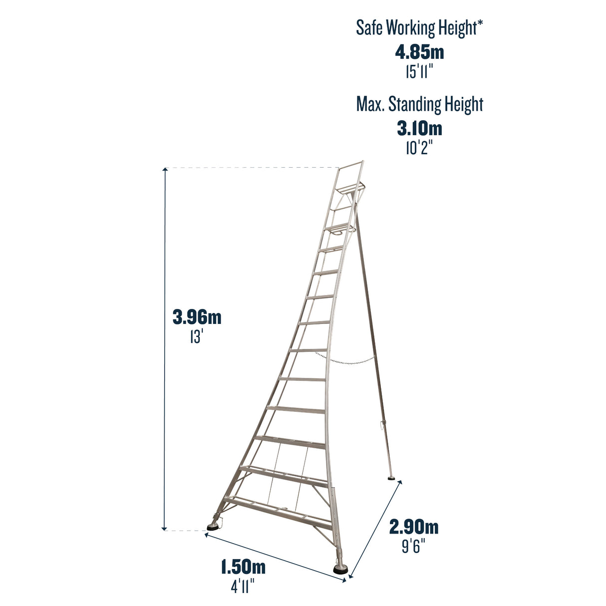 Werner Adjustable Tripod Ladder With Ground Spike - 11 Tread