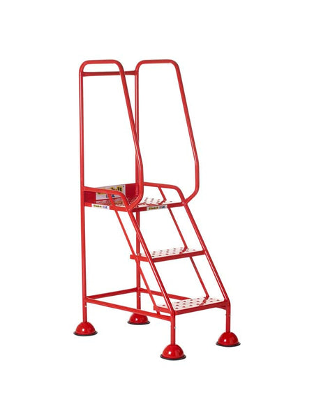 Climb It Mobile Step Red With Punched Tread - 3 Step