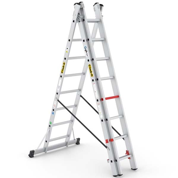 Climb It 3 Way Combination Ladder 3 x 8 Rung Step Ladder