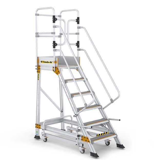 6 Tread Climb-It Mobile Safety Steps With Safety Lock | 1.5m – Ladderstore