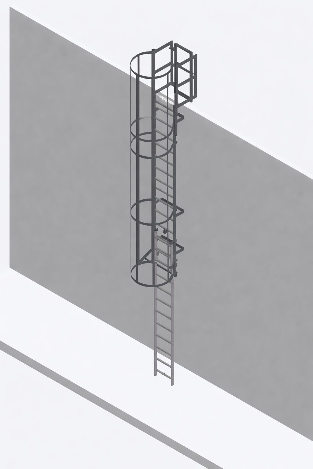 EN14122 Galvanised Steel Fixed Rope Operated Retractable Vertical Ladder