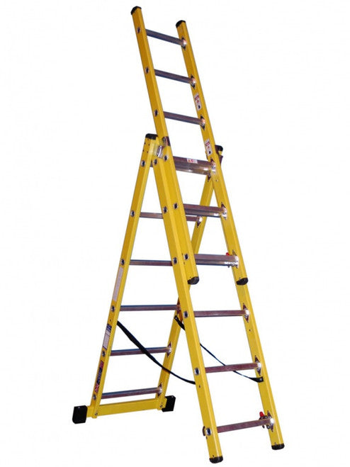 3 x 6 Rung Clow Fibreglass Combination Ladder | FCRL306 – Ladderstore UK