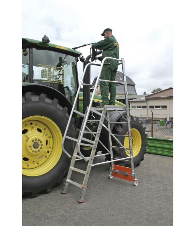 Krause Variocompact Platform Warehouse Ladders In Use - Tractor