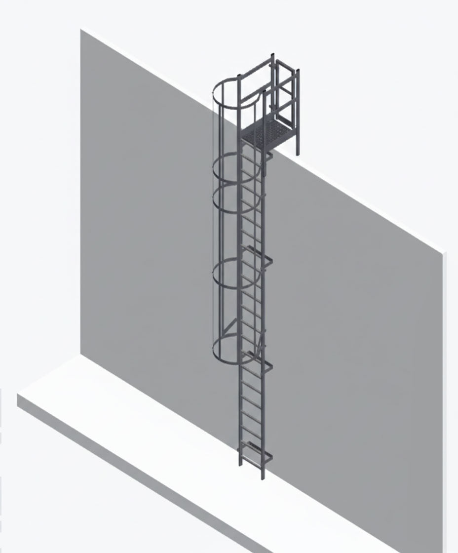 Galvanised Steel Roof Access Parapet 800mm with Safety Cage