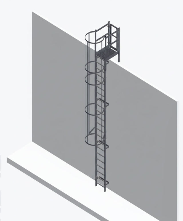 Galvanised Steel Roof Access Parapet 800mm with Safety Cage