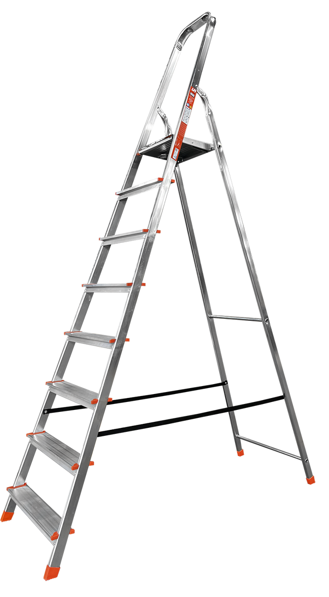 LFI F1PF08 Home Step Non-Professional DIY Step Ladder | 8 Tread ...
