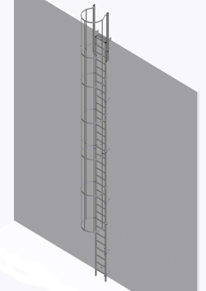 Krause Galvanised Steel Vertical Ladders With Optional Walkthrough, Hoops & Crossover - 8.40m
