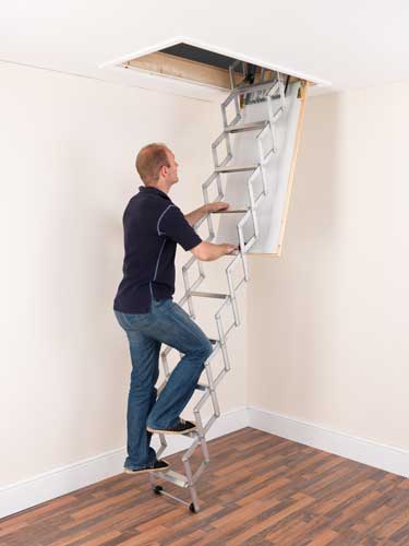 Alu Fix Concertina Loft Ladder - 2.46m