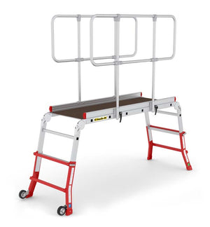 Climb It Telescopic Adjustable Work Platform Extended With Guardrails