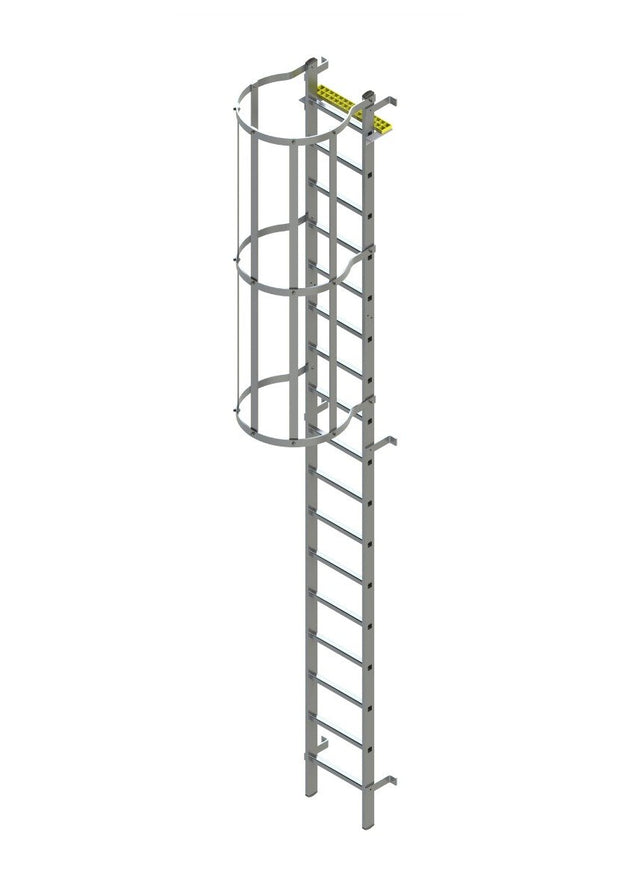 Fixed Vertical Ladder with Safety Cage In Use