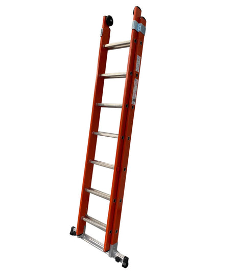 GRP Double Section Fibreglass Extension Ladder With Retractable Stabiliser Bar - 2 x 7