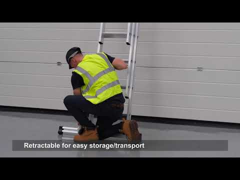 Dmax Triple Section Extension Ladders With Retractable Stabiliser Bar - 3 x 8