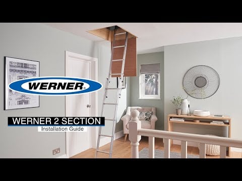 Werner Aluminium 2 Section Loft Ladder With Handrail