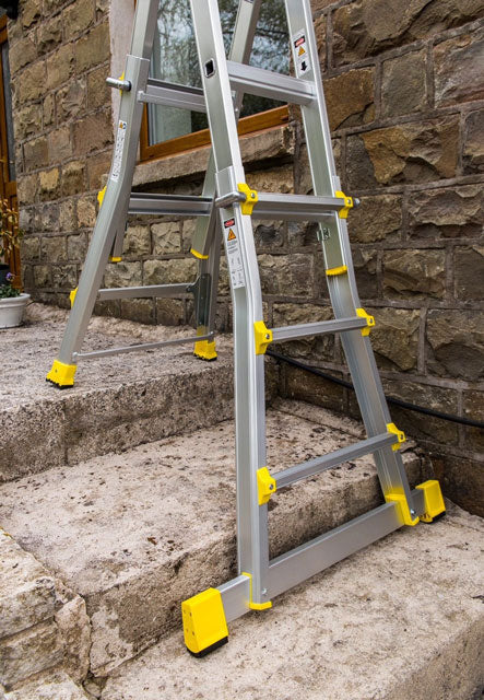 Lyte Aluminium Telescopic Combination Ladder- on stairs