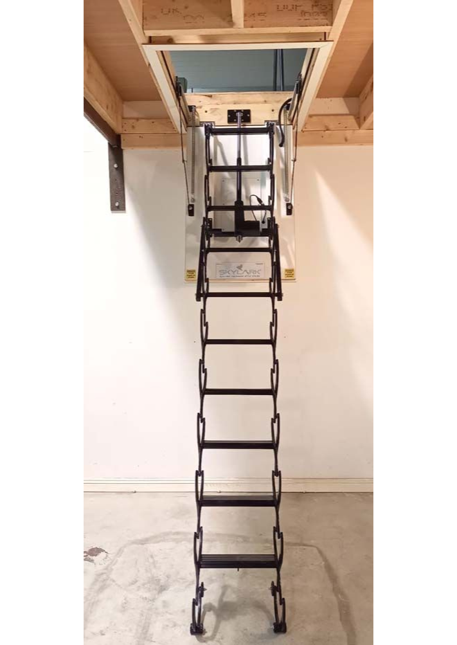 Skylark Electric Steel Concertina Loft Ladders - open forward facing