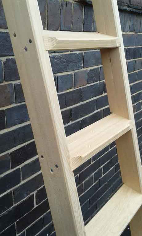 timber shelf ladder close up