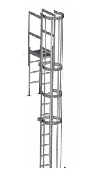Zarges Fixed Access Ladder With Hoops & Optional Walkthrough - Up to 4.89 m