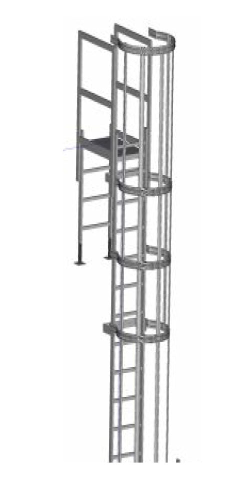 Zarges Fixed Access Ladder With Hoops & Optional Walkthrough - Up to 7.41 m