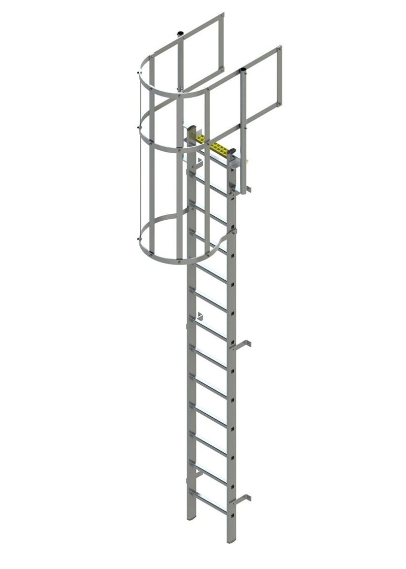 Fixed Vertical Ladder with Safety Cage & Walkthrough 4.4 - 5.2 m