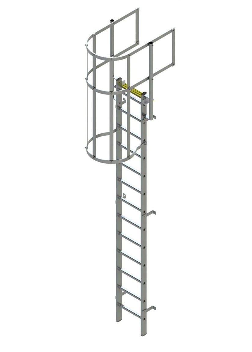 Fixed Vertical Ladder with Safety Cage & Walkthrough 5.2 - 6 m
