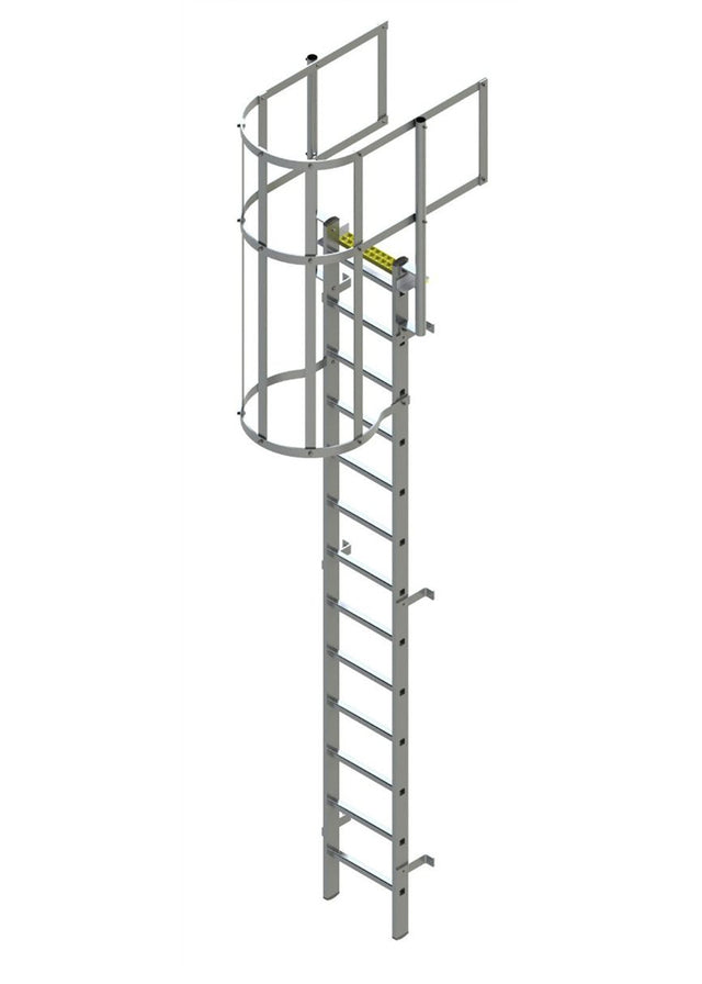 Fixed Vertical Ladder with Safety Cage & Walkthrough 9.2 - 10 m