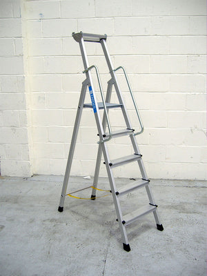 Z600 Anodised Step Ladders with Handrails - 5 Tread