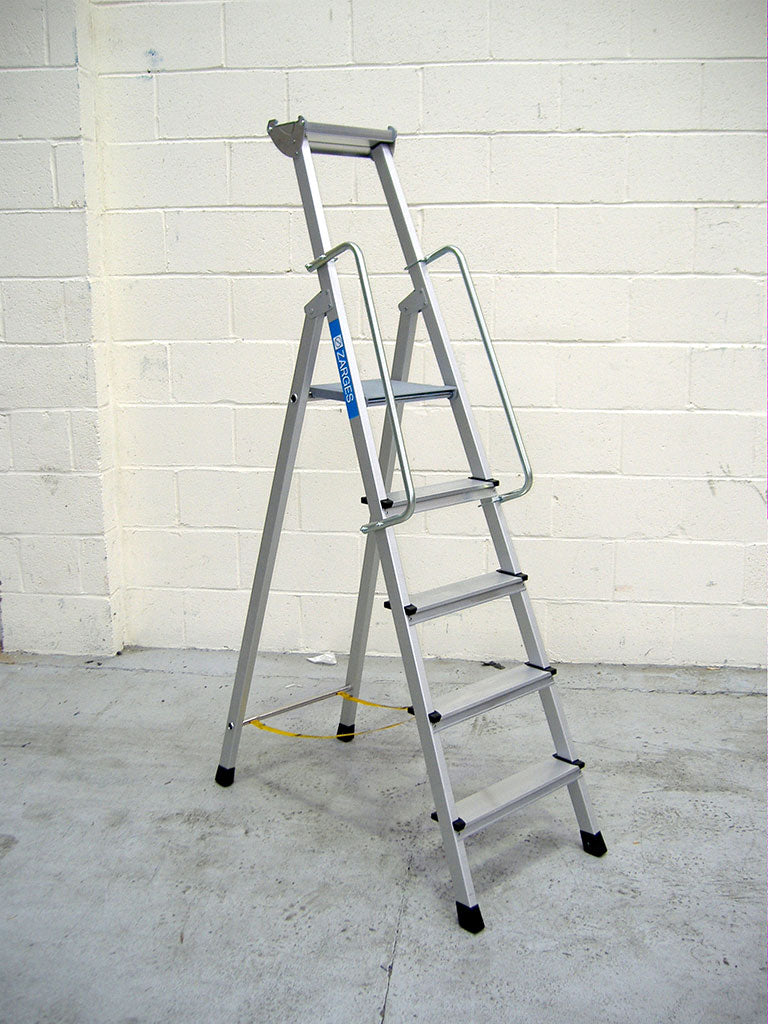 Zarges Z600 Heavy Duty Anodised Step Ladder With Handrails 6 Tread ...